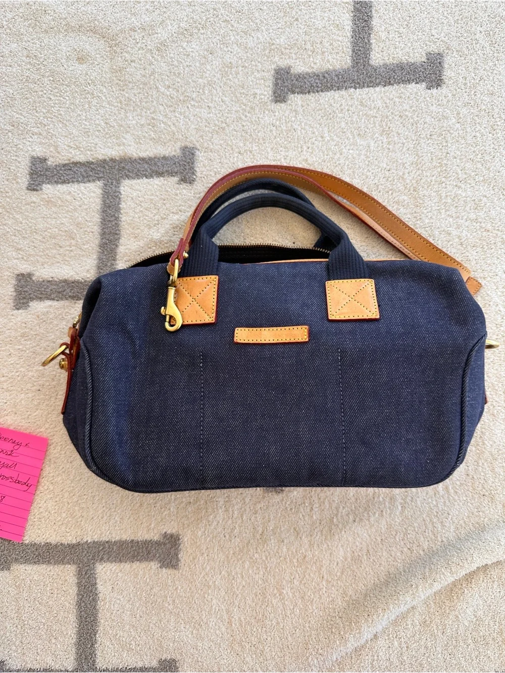 Vintage Navy Denim Crossbody Bag Dooney